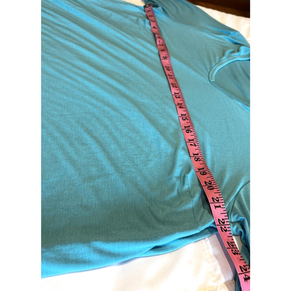 Karen Kane Knit Top 2XL Turquoise 3/4 Sleeve V-Neck Tulip Hem Tunic Stretchy USA - Picture 5 of 8